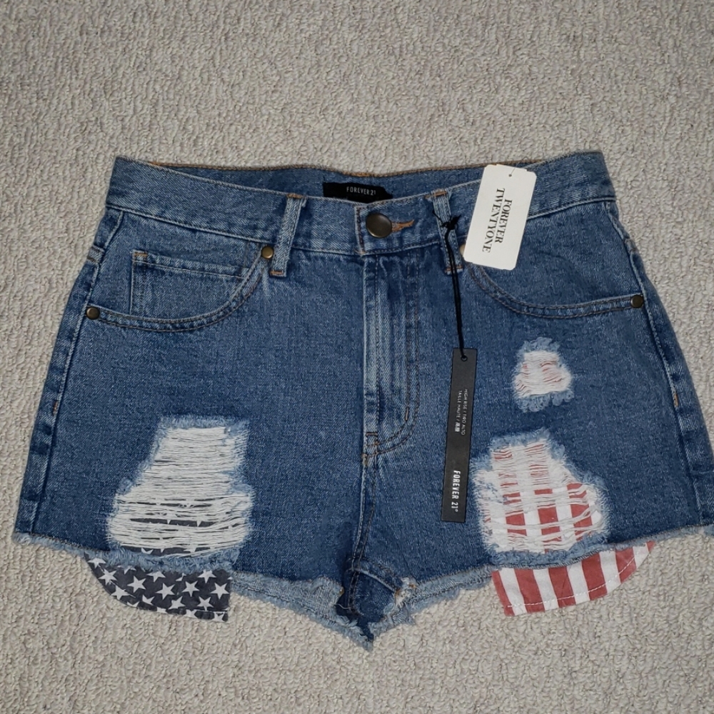 FOREVER21 high rise jean shorts